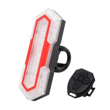 Imagem de QPDRNC Lanterna traseira de bicicleta sem fio 800 mAh à prova d'água, 5 modos de luz, iluminação de 180°, instalação fácil com controle remoto de buzina de 120 dB para ciclismo noturno (vermelho)