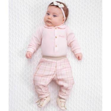 Imagem de Conjunto Bebê Menina Paraiso Luxo Body Plush Inverno 11687, Rosa paste