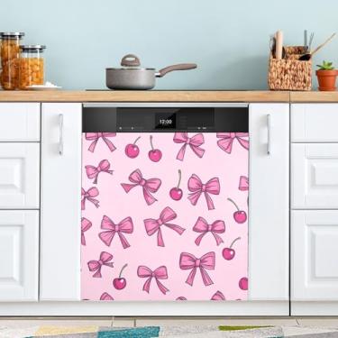 Imagem de ATTX Gravata borboleta Dia dos Namorados capa magnética para lava-louças | Adesivo decorativo de eletrodomésticos de 58 x 66 cm para armários domésticos e eletrodomésticos #91