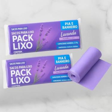 Imagem de Kit 2 Rolos Saco de Lixo Lilás 34x38cm 80 Unidades Cada | Perfume Lavanda com Ação Anti-Odor