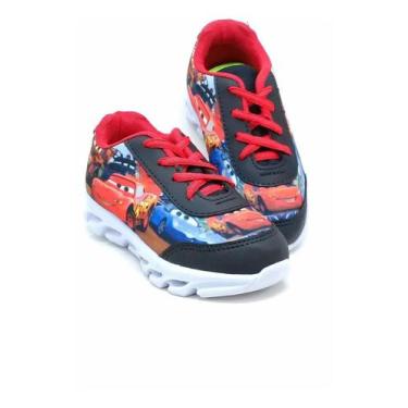Imagem de Tênis Infantil Menino Carros Masculino Luz Led Barato - Pés Kids, Verm
