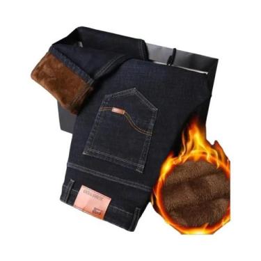 Imagem de Calças Jeans Masculinas De Inverno Em Veludo Cinza 2025, Casual De Neg