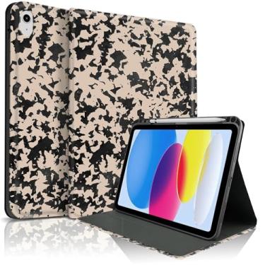 Imagem de TopPerfekt Capa para iPad 11th (A16) 27.9 cm 2025/10ª geração 27.7 cm 2022, design moderno de tartaruga com suporte para lápis, antiderrapante e antichoque - bege fino de tartaruga