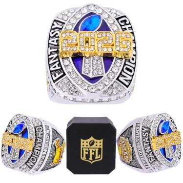 Imagem de noblehead Anel Campeonato de Futebol de Fantasia 2026 Heavy FFL Champion Troféu Anel Troféu para Vencedor da Liga de Futebol Fantástico (tamanho 11)