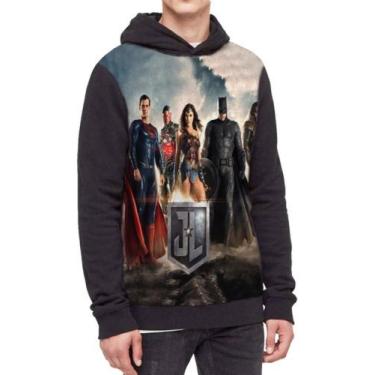 Imagem de Moletom Com Capuz Herói Dc Comics Liga Da Justiça Ref:366, Preto, P