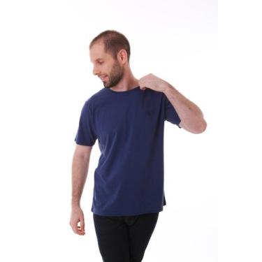 Imagem de Camiseta Masculina Estampa Logomarca Lateral - Rico Sublime, M, Azul e