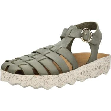 Imagem de Asportuguesas CALIX277ASP Sandália feminina de cortiça com fecho de fivela, Nobuck cáqui, 41