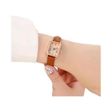 Imagem de Relógio De Pulso Feminino Retro Azul Com Escala Quadrada De Agulha Des