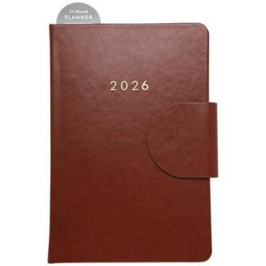 Imagem de WORLD TRAVELER Agenda 2026 - Agenda de calendário semanal e mensal de 15 x 20 cm com marcador de página e fita para escola e escritório, tamanho 15 x 20, círculo marrom