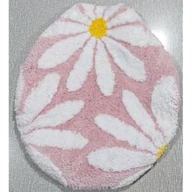 Imagem de JarThenaAMCS Capa de vaso sanitário flor margarida rosa branca floral capa de assento de vaso sanitário com suporte de borracha ajustável para a maioria das tampas decoração de banheiro de primavera