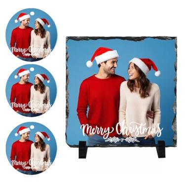 Imagem de Oirquent Imagens de ardósia personalizadas para decoração de Natal – Presente de placa fotográfica personalizada Quepitty para vovó, família e amigos especiais este ano