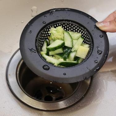 Imagem de Filtro de ralo de pia preto, coador de pia de cozinha - Filtros de pia de aço inoxidável de aro grande atualizado para pias de cozinha, antientupimento (pequeno, 7,2 x 1,5 cm)