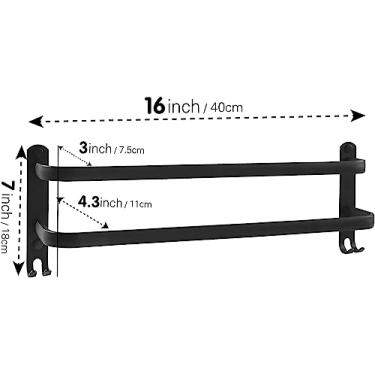 Imagem de Toalha com Ganchos Rack de Aço Inoxidável para Banheiro Montado na Parede Suporte Cozinha Chuveiro -ferrugem Estável Acessórios