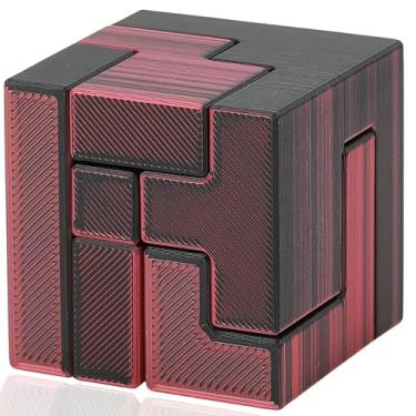 Imagem de Quebra-cabeça Cubix – marrom avermelhado | Jogo de cubo PLA impresso em 3D da Sharp Brain Zone | Quebra-cabeça compacto para viagem, alívio de estresse, fidget e lógica QI presente