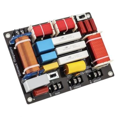 Imagem de DriSentri Crossover de 3 vias, 800W 4-8Ω 3 unidades de alto-falante HiFi alto-falantes domésticos divisor de frequência de áudio, crossover, agudos, alto baixo, 3 vias, placa divisória de frequência