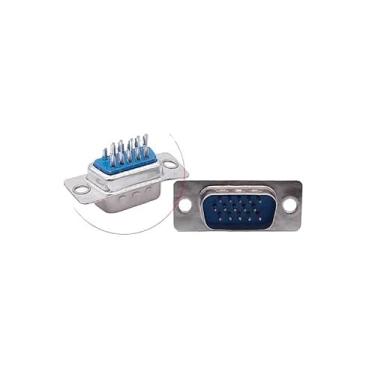 Imagem de Conector tipo fio de soldagem DB15 pino de 15 furos 3 fileiras adaptador VGA macho fêmea soquete porta serial terminal conector soldado (macho prateado)