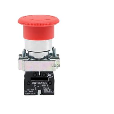 Imagem de XB2-BS542 Interruptor de botão rotativo de parada de emergência 1NC 2NC 1NO/1NC 2 posições bloqueio 22 mm botão de cabeça de cogumelo (XB2-BS542 1NC)