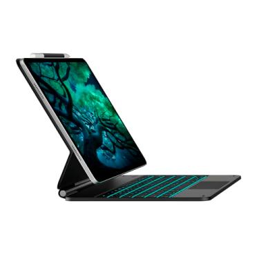 Imagem de Capa Teclado para 1p4d Pro 12.9 (6ª, 5ª, 4ª, 3ª Gen) e 1p4d Air 13 (M3 2025, M2 2024) com Trackpad Multi-Touch. Transforme seu 1p4d em notebook para produtividade máxima, design elegante preto.