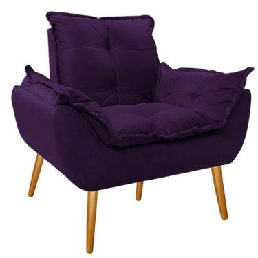 Imagem de Poltrona Opala Palito Mel Suede Roxo - Doce Sonho Móveis