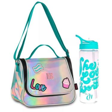 Imagem de Lancheira Térmica + Garrafa Verde Rebecca Bonbon Holográfica