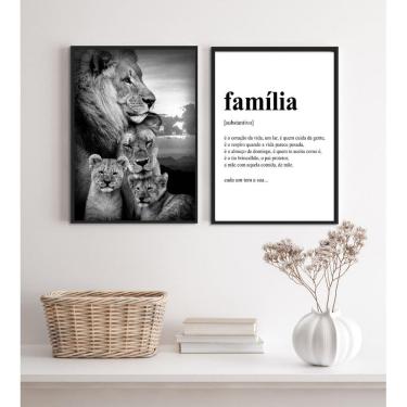 Imagem de Kit 2 Quadros Para Sala Leões- Família 33X24Cm - Com Vidro