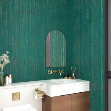 Imagem de EPPKILY Papel de parede de textura de tecido verde azul-petróleo papel de parede de tecido verde descascar e colar bancadas papel de contato autoadesivo para paredes armários de quarto decoração 40 cm