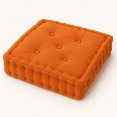 Imagem de Almofada Futon Turca 50x50x12cm - Tecido Oxford Durável para Bancos e Paletes de Madeira, Confortável e Decorativa, Versátil para Casa e Jardim (Laranja)