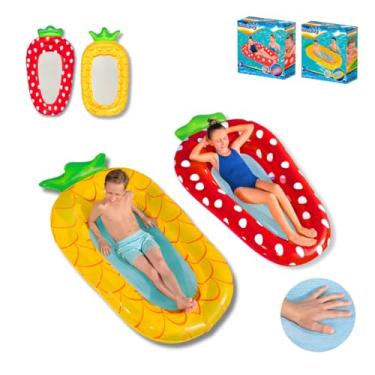 Imagem de Colchão Inflável Infantil Morango ou Abacaxi em PVC Resistente para Piscina e Praia (morango)