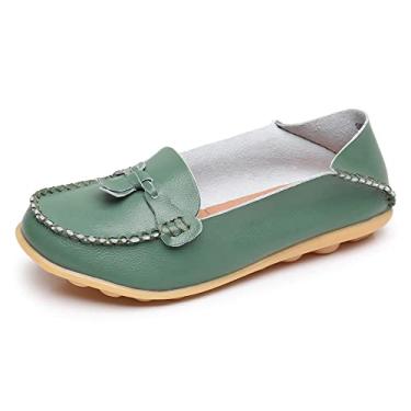 Imagem de VenusCelia Mocassim feminino confortável para caminhada, Verde, 35