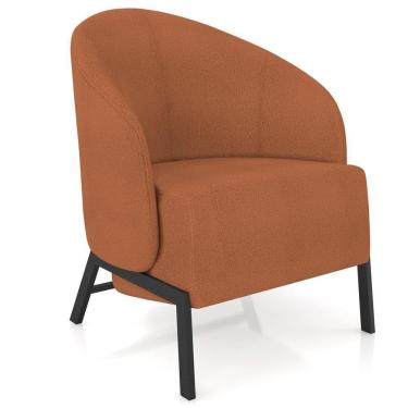 Imagem de Poltrona Decorativa Para Sala Living Pés Industrial Sierra K01 Bouclê Terracota - Lyam Decor