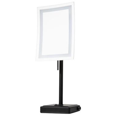 Imagem de JERDON Espelho de aumento de mesa iluminado - Espelho de maquiagem preto com ampliação de 5X e luzes LED - Modelo JRT910BKL