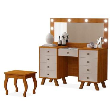 Imagem de Penteadeira Camarim Mila Com Banqueta Freijó Mani - Luapa Móveis