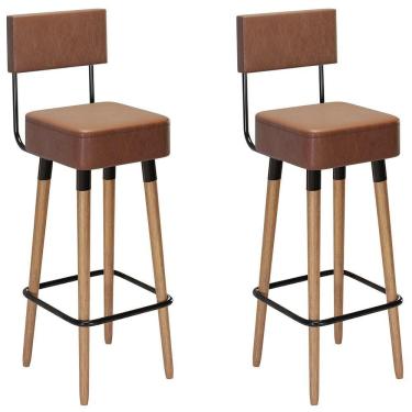 Imagem de Kit 2 Banquetas Para Bancada Estofada Bariloche Café