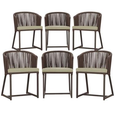 Imagem de 6 Cadeiras De Jantar área Noronha Marrom E7 Trama  Marrom