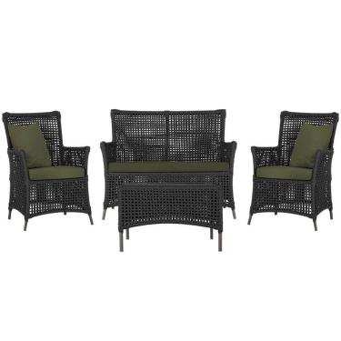 Imagem de Jogo Sofá 2 Poltronas E Mesa Igapó Marrom E13 Trama Original Preto