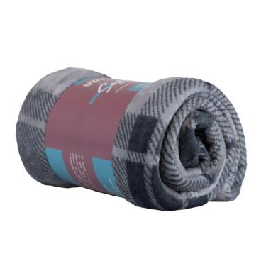 Imagem de Manta Microfibra Flannel Soft Casal Estampado Xadrez 180x220cm - Uzoo Manta Microfibra Flannel Soft Casal Estampada 180x220cm Xadrez Cinza