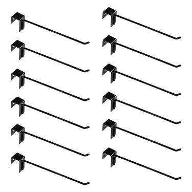 Imagem de Kit 12 Ganchos 30cm Simples Pretos New Plus Para Organização De Gôndolas E Prateleiras Sa Gondolas