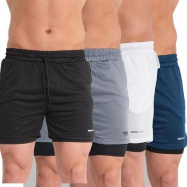 Imagem de KIT3 Shorts 2em1 Treino Bermuda MASCULINO Academia Corrida Com Bolsos 
