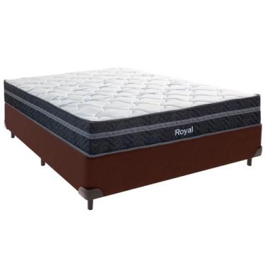 Imagem de Cama Box Casal e Colchão Royal Molas Ensacadas Colchobel Marrom