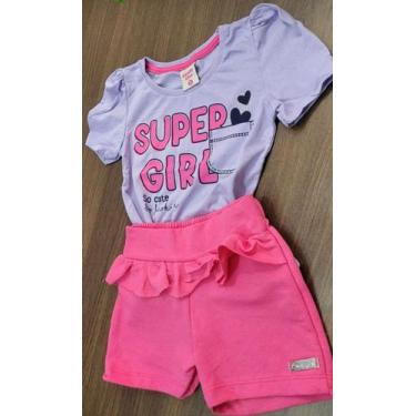 Imagem de Conjunto infantil feminino regata pink e short moletom cinza tamanho 2