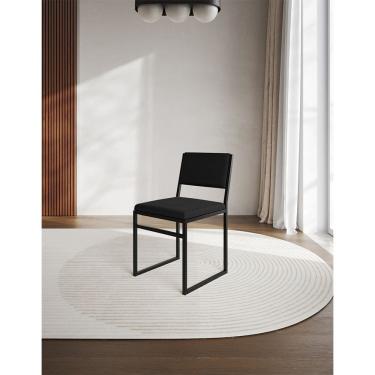 Imagem de Cadeira de Jantar Industrial Isa Assento Estofado Veludo para Mesa Sala Cozinha Conforto - Preto