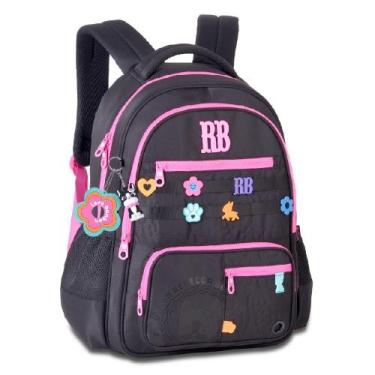 Imagem de Mochila rebecca bonbon de costas 17,5" ref rb26230, PRETO/ROSA, 17