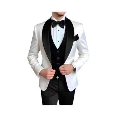 Imagem de Terno Masculino De 3 Peças Personalizado Com Lapela De Lenço Para Casa