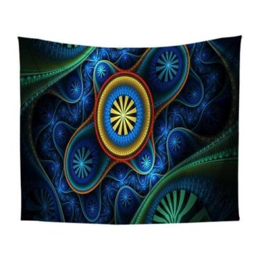 Imagem de Tapeçaria de parede, mandala abstrata geométrica, 150x150cm, microteci