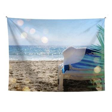 Imagem de Tapeçaria, paisagem marítima, microtecido de parede, 150x130cm, decora