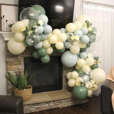 Imagem de Kit de balão de látex verde abacate, 92 unidades para festas e festiva