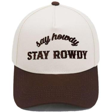 Imagem de Boné de beisebol de algodão liso bordado Say Howdy Stay Rowdy - Yiweis