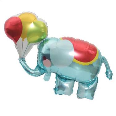 Imagem de Elefante grande com balão Mylar para crianças, aniversário e casamento