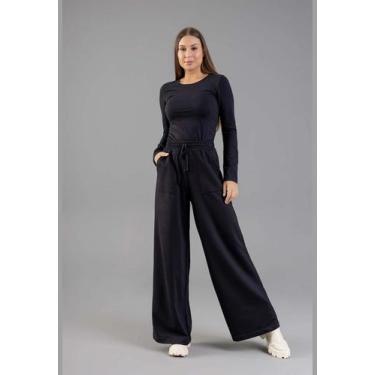 Imagem de Blusa Básica Manga Longa Feminina em Cotton Just Basic, Preto, M