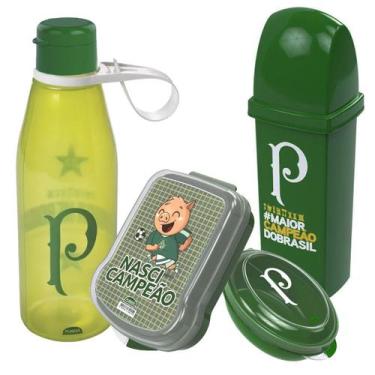 Imagem de Kit 4 peças Garrafa Sanduicheira Porta Escova Saboneteira do Palmeiras